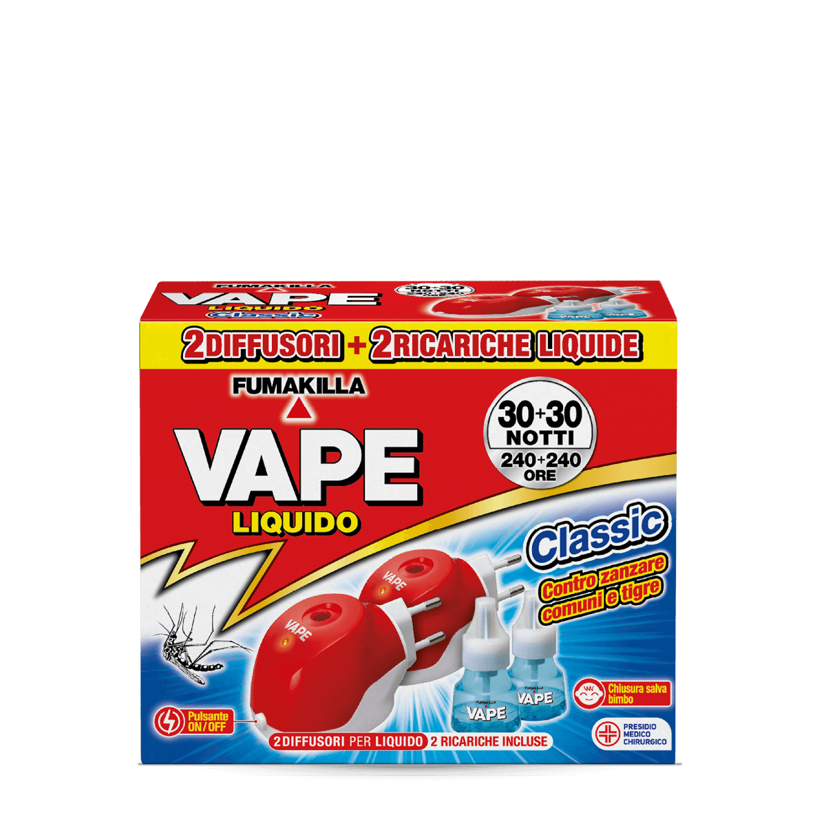 Vape pack 2 diffusori liquidi + Ricarica liquida Classic 30+30 notti